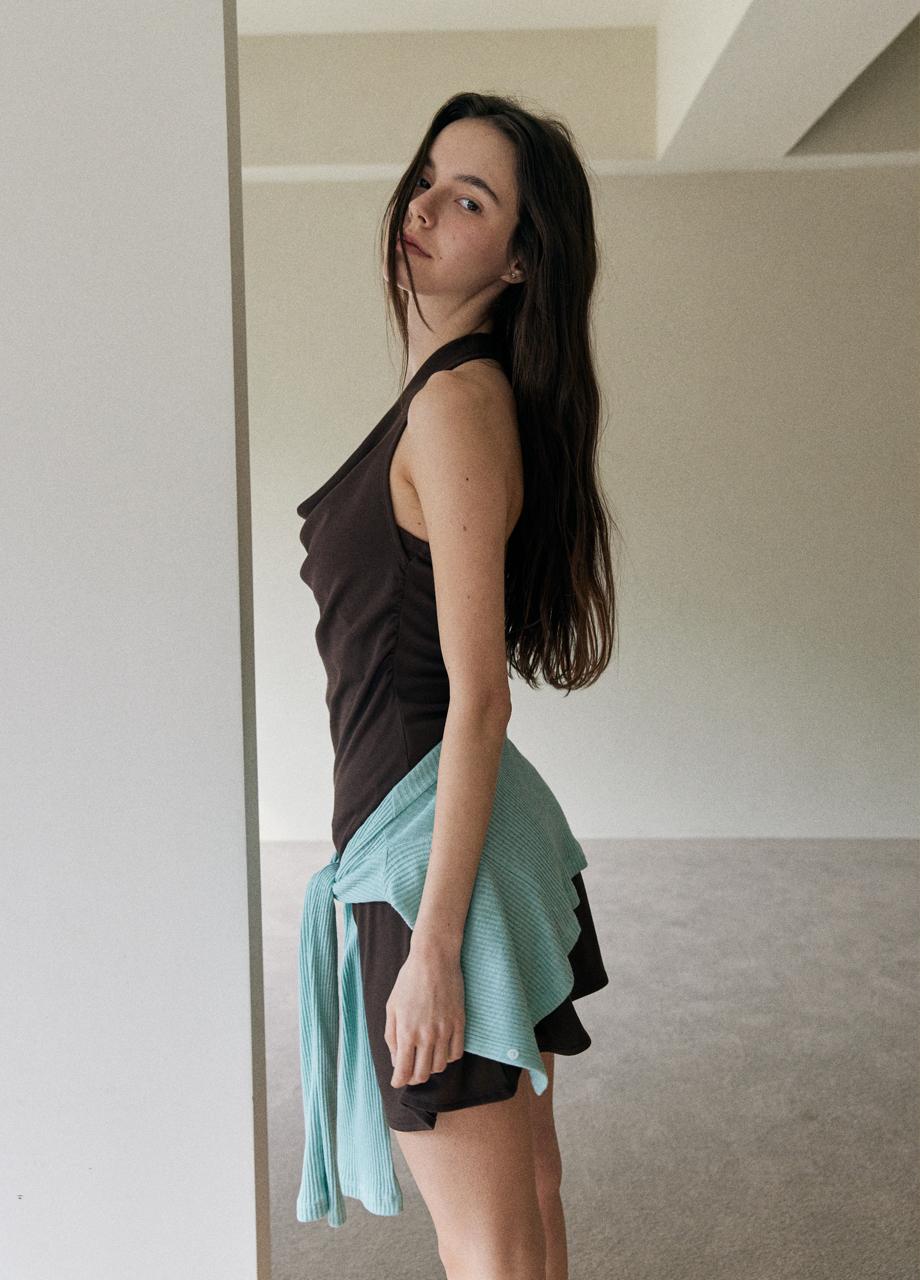 Adele cowl neck dress_brown