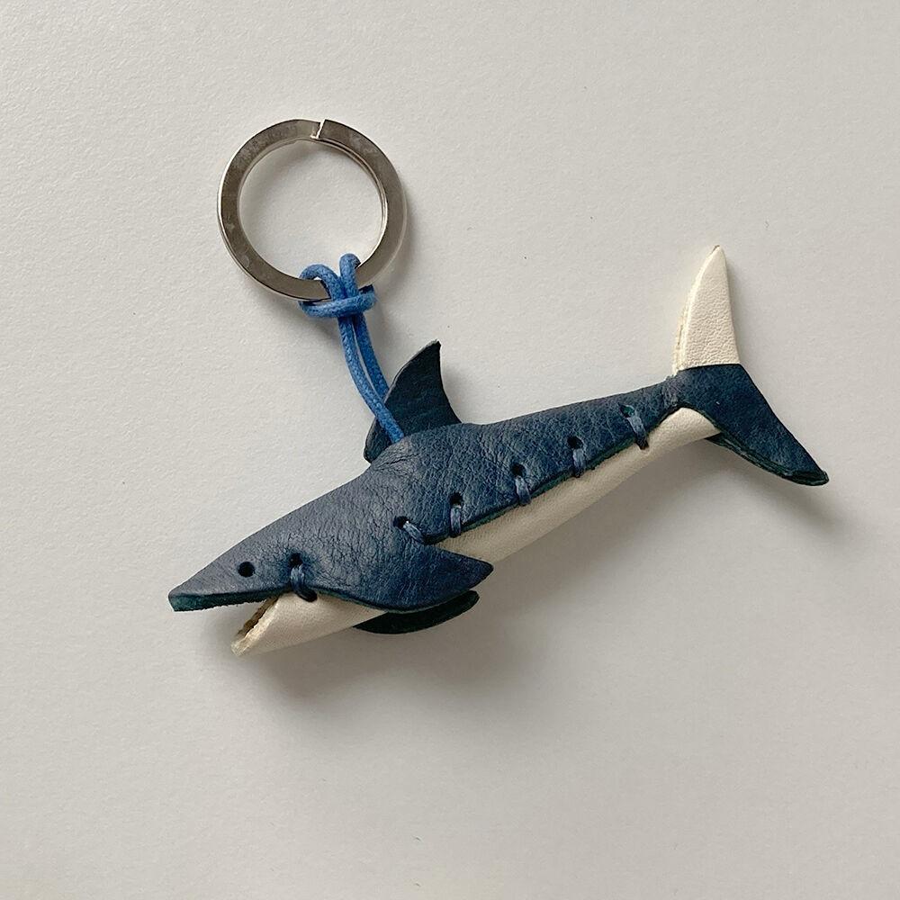 shark leather key holder&charm