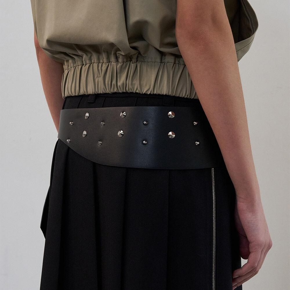 [리오더] STUDDED WIDE LEATHER BELT
