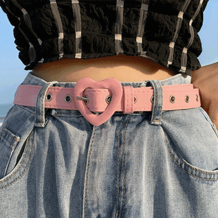 데님벨트 여자허리띠 데님허리끈 핑크 Y2K 아이돌룩