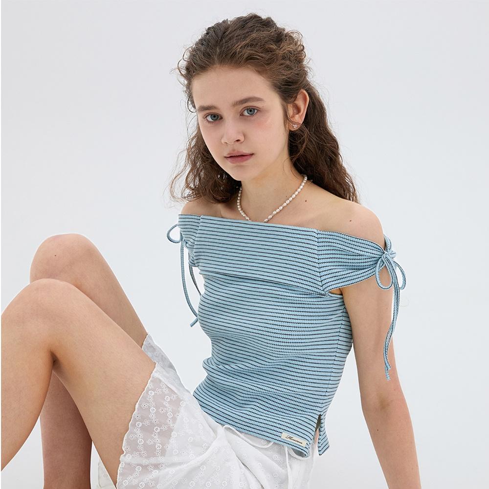 Ribbon Sleeve T-shirt(2color)