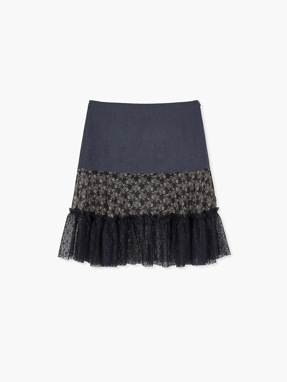 VINTAGE FLOWER SKIRT_navy
