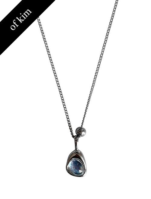 (OFK.MADE/surgical) Waterdrop Moonstone Silver Ball Necklace