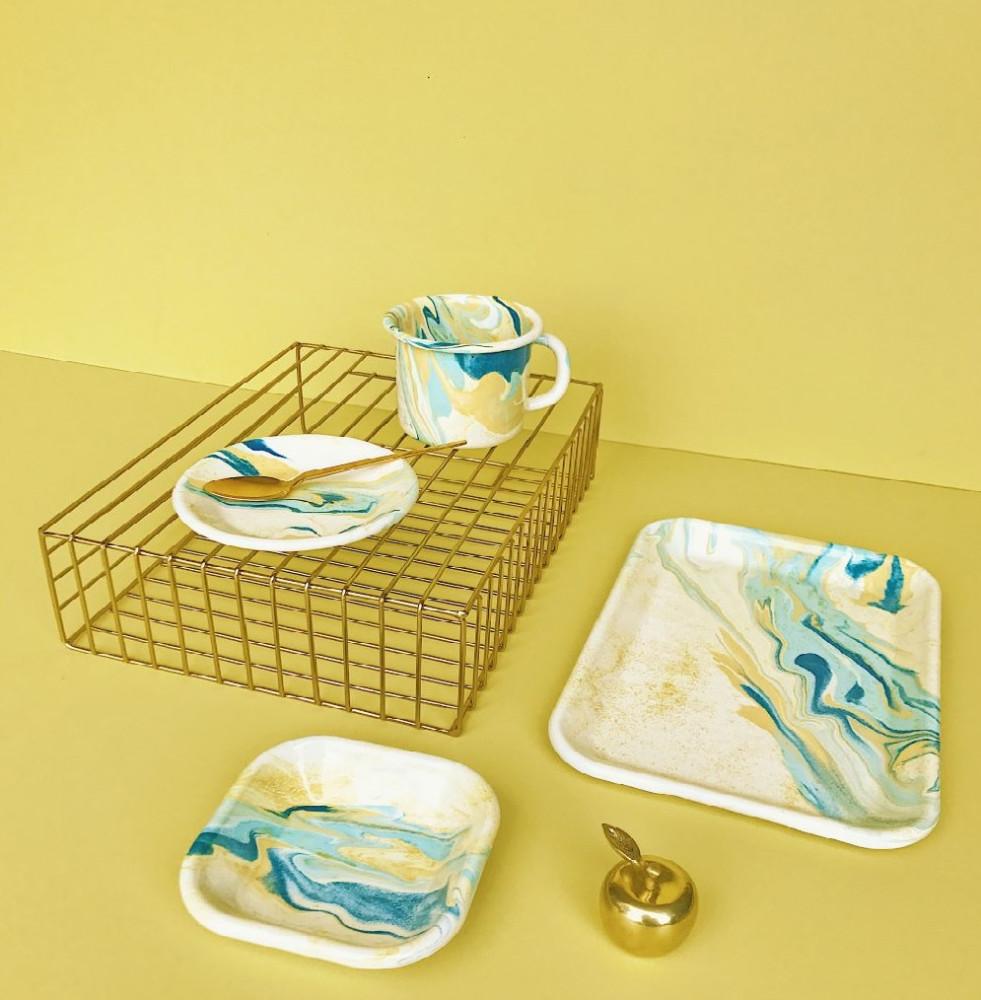 본에나멜웨어 뉴마블 법랑머그컵 트레이 법랑접시