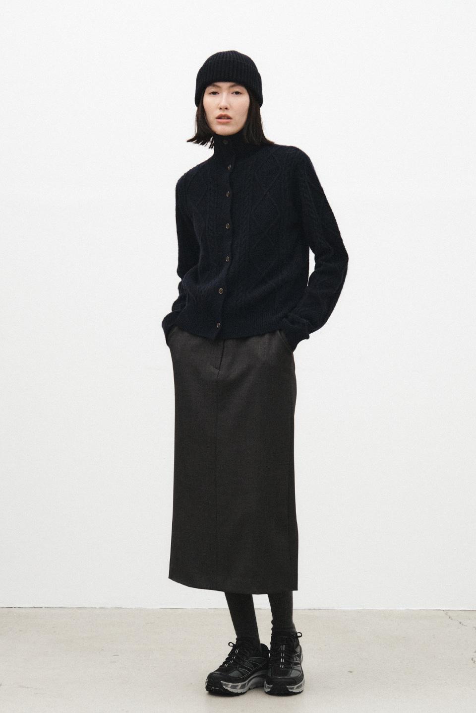 fisher high neck cardigan - navy