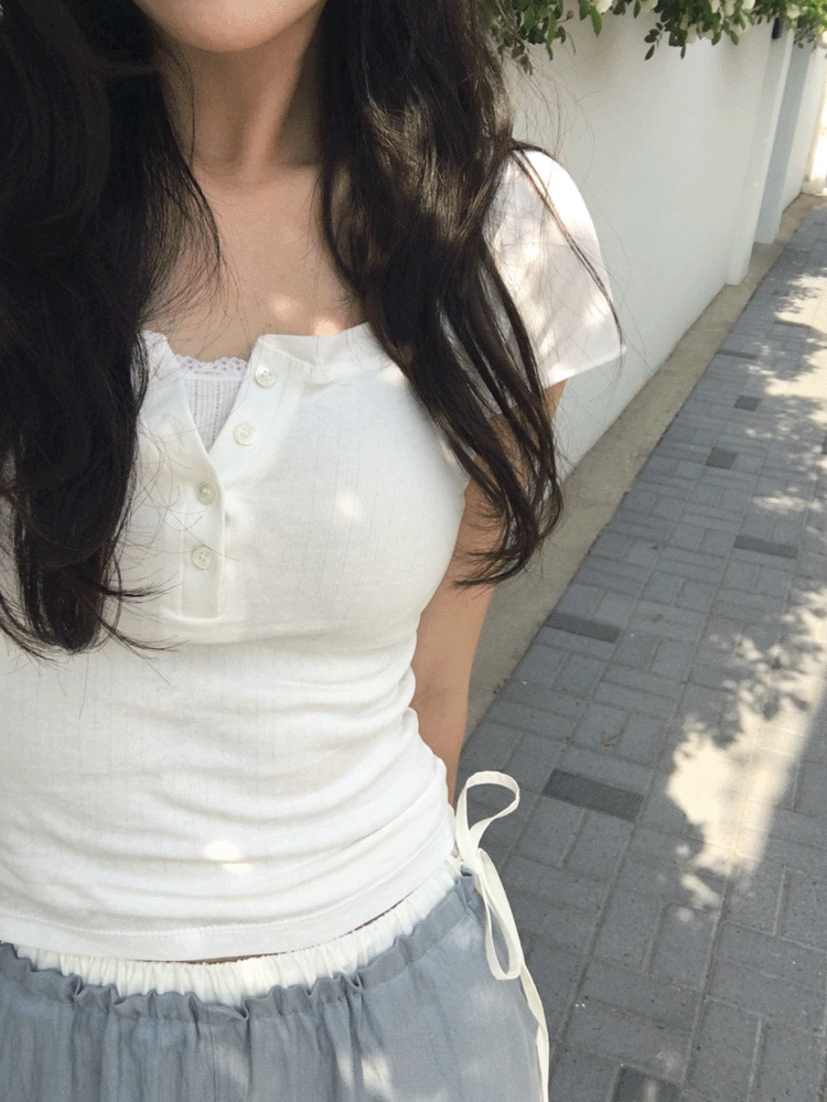피터앤웬디 수피마 버튼 반팔 티셔츠