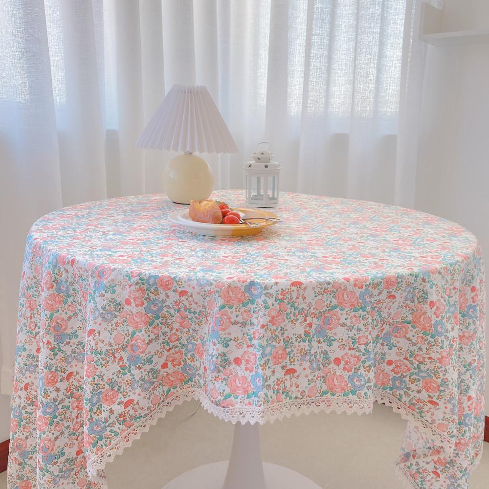 나이스로망 레트로 테이블보 빈티지 식탁보 감성 테이블 2인용 잔꽃 순면 레이스