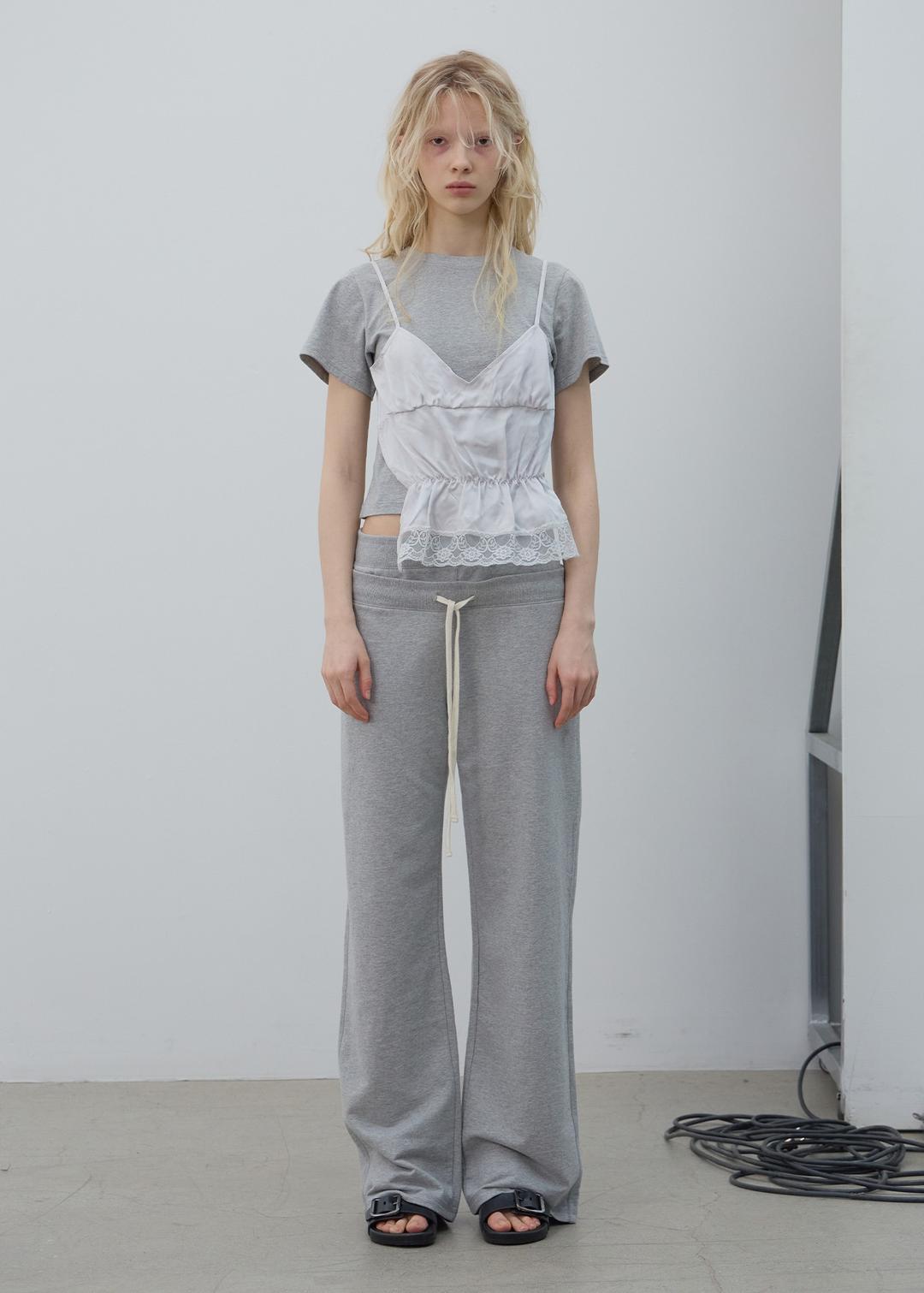 DOUBLE WAIST JERSEY PANTS (MELANGE GREY)