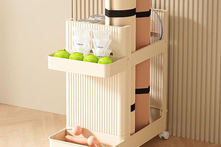 테르 요가매트 정리함 헬스 용품 보관함 운동기구 수납장 다용도 이동식 트롤리 폼롤러 수납