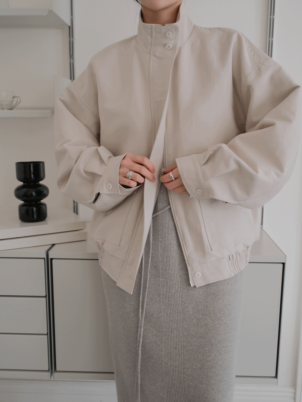 하우투러브미 란디스 하이넥 블루종 점퍼_Randis jp