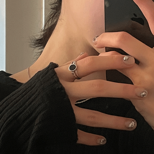 (silver92.5) bicle 블랙 원 체인 반지