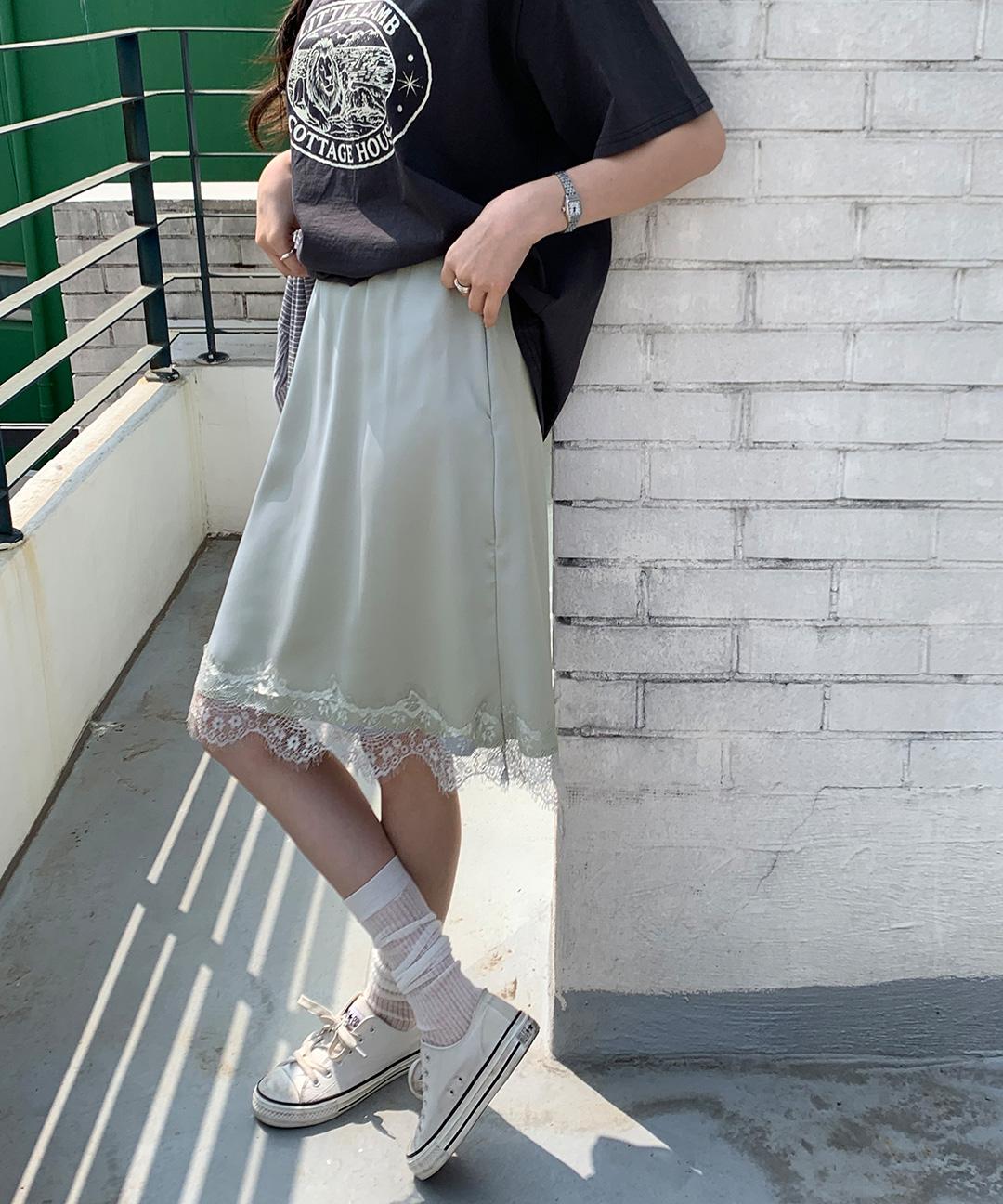 디카일리 [🌺봄신상/자체제작] 밴딩 새틴 스커트(2type) 8color [사선밑단/일자밑단/레이어드/데일리룩/데이트룩/비대칭/캠퍼스룩/유니크/포인트/MADE/레이어드/간절기]