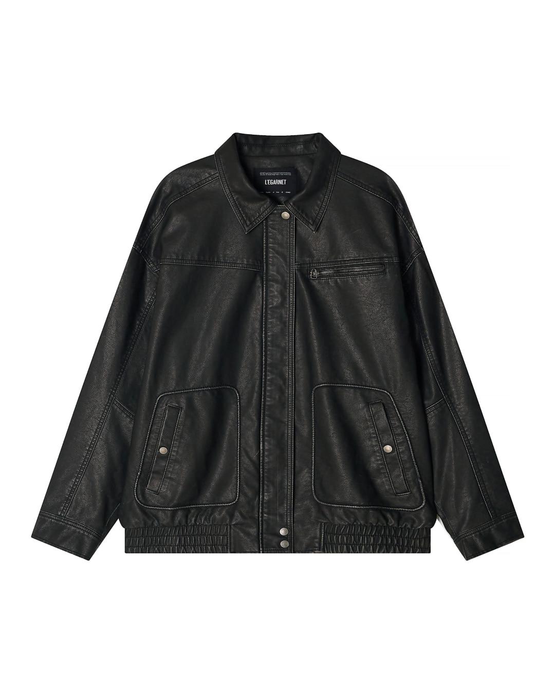 BLACK DISTRESSED LEATHER JACKET_OVERFIT