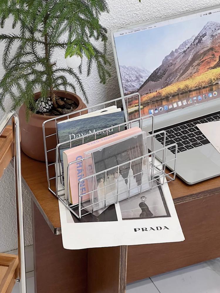 Holder 미드센츄리 실버 북스토리지 책꽂이 책상정리함 데스크북앤드