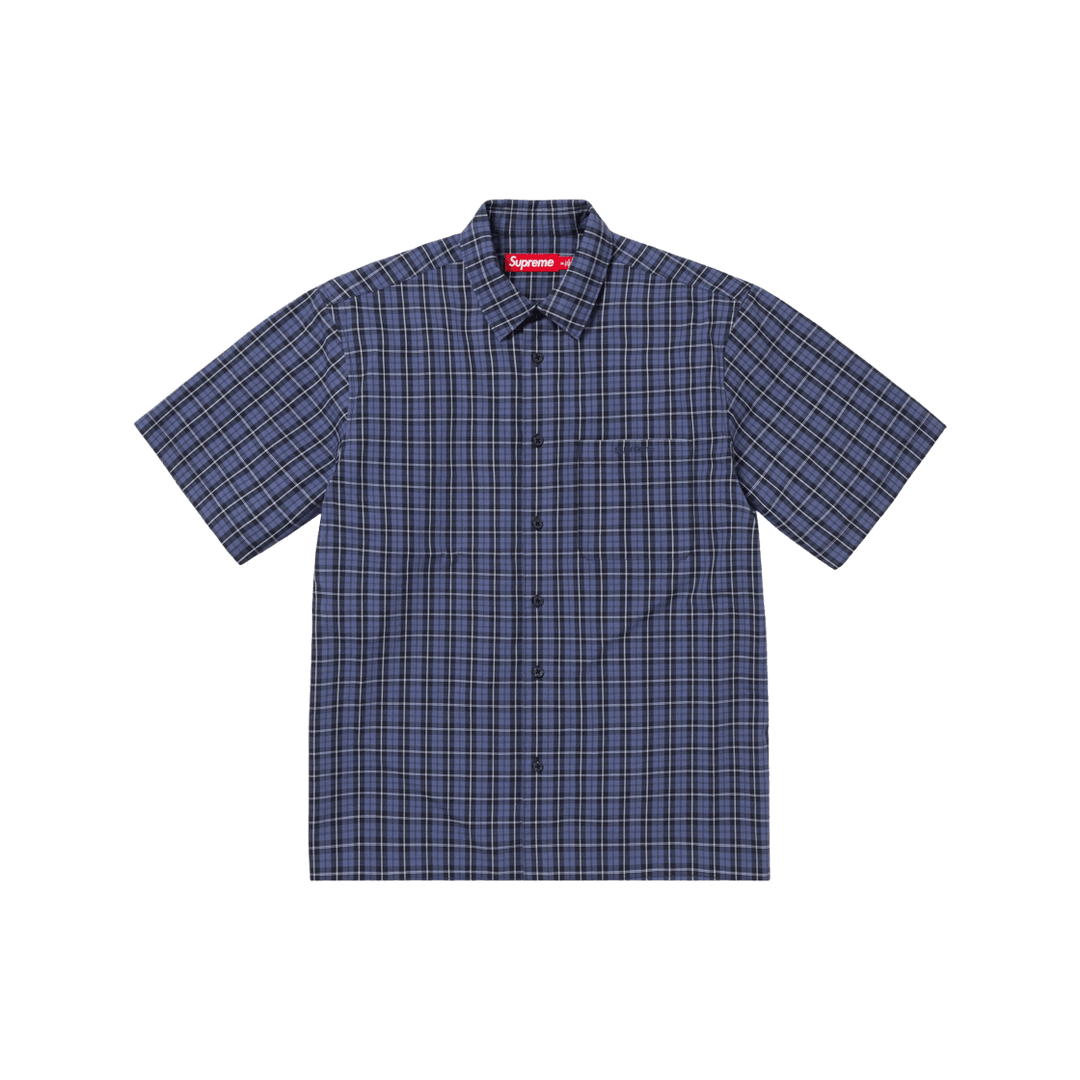 Supreme Loose Fit Mini Plaid S/S Shirt Navy - 24SS