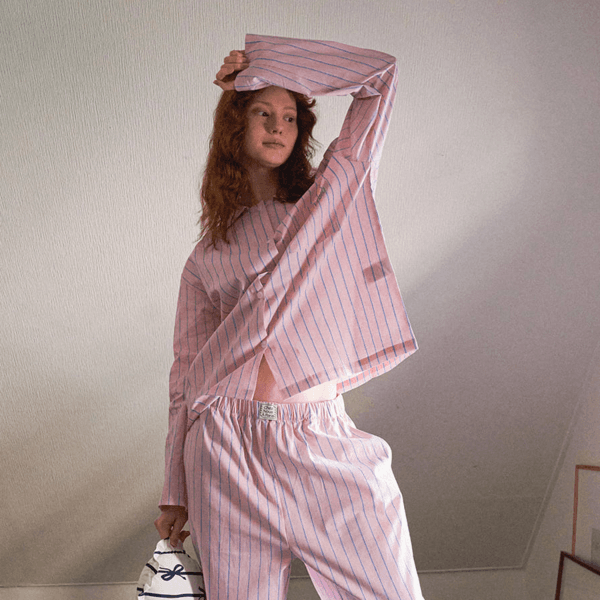 무이 스트라이프 파자마 세트 - 핑크