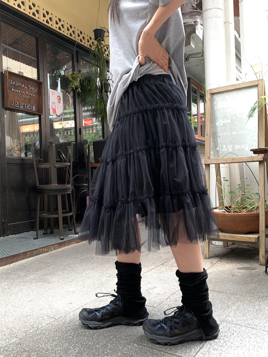 Shadow mesh skirt (4color)