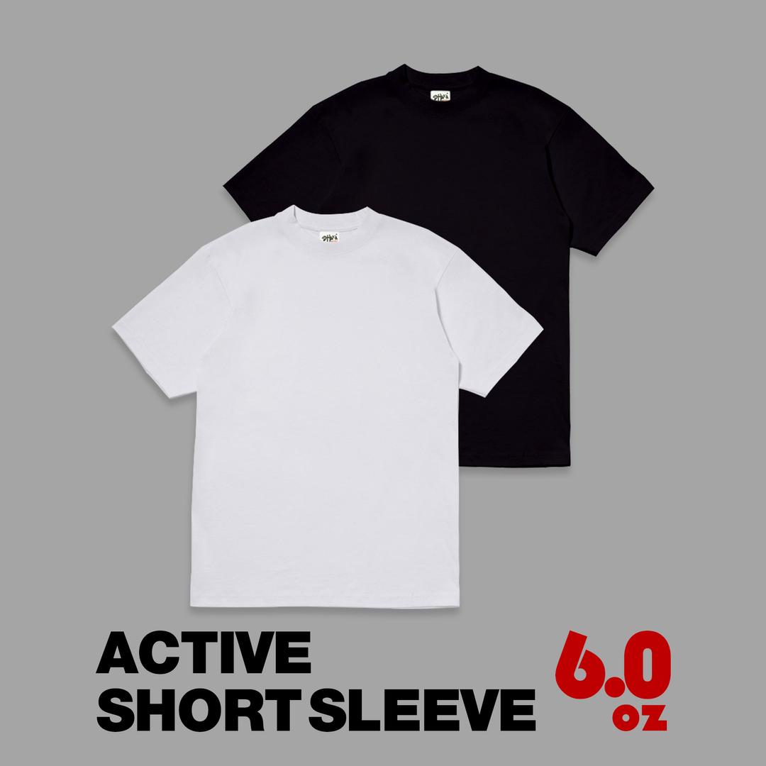 [2PACK] 샤카웨어 6.0oz 액티브 무지 기본 반팔 티셔츠 화이트/블랙