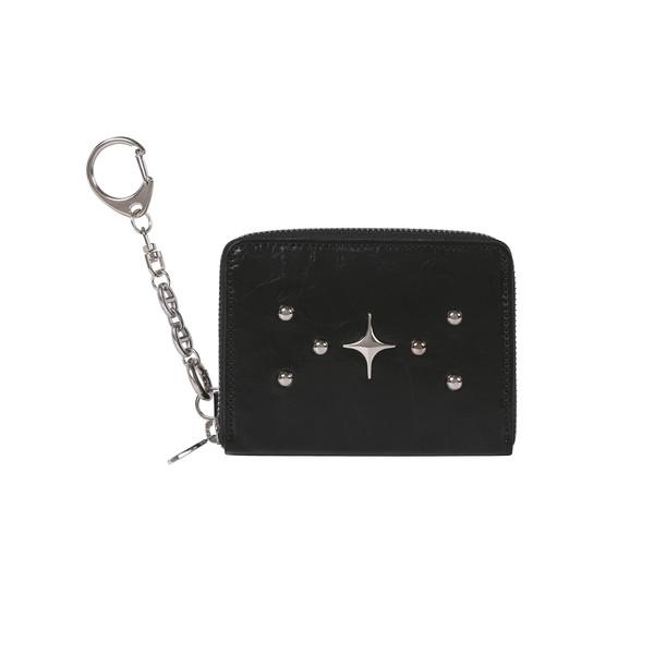 Stud zipper card wallet Black