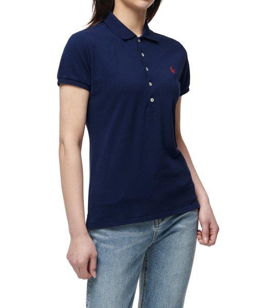 W 슬림 핏 메시 폴로 - 네이비