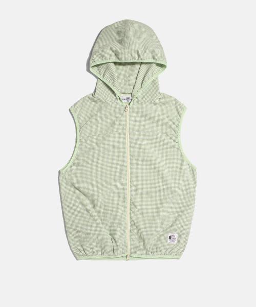 (W) FD Check Hood Vest Light Green