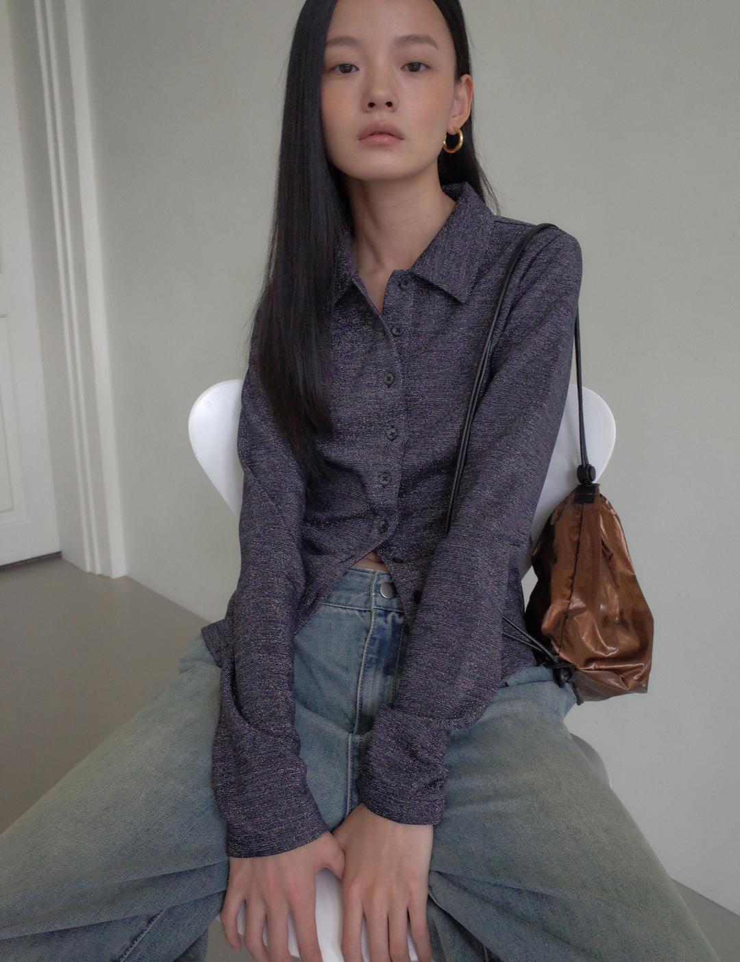 글리터 셔츠_DEEP NAVY | 루앱