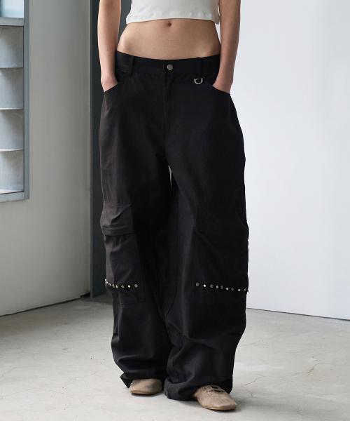 Pocket Studded Pants - Black