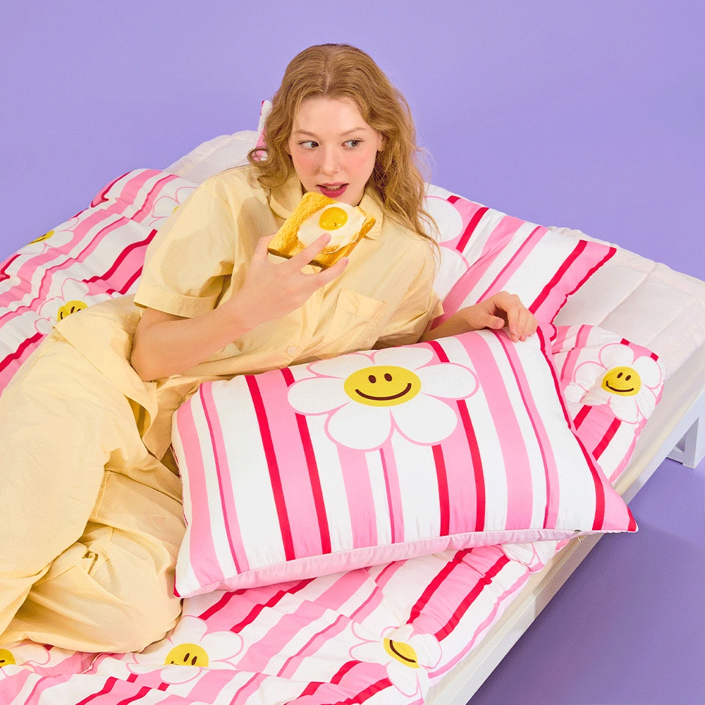 [마틸라X위글위글] 먼지없는 SS 차렵이불 베개세트 - Pink