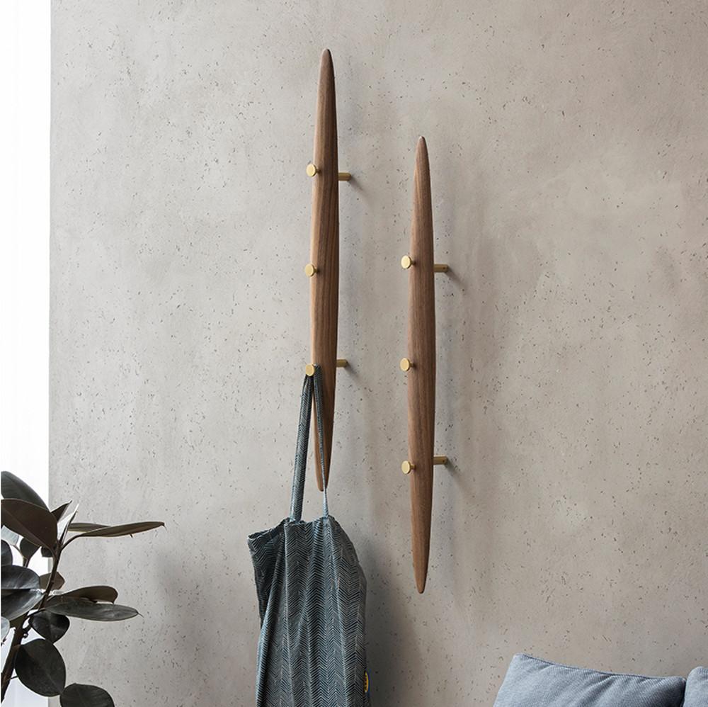 라이너 프리미엄 월넛 원목 황동 디자인 벽걸이 후크 행거 옷걸이 소품걸이 90cm