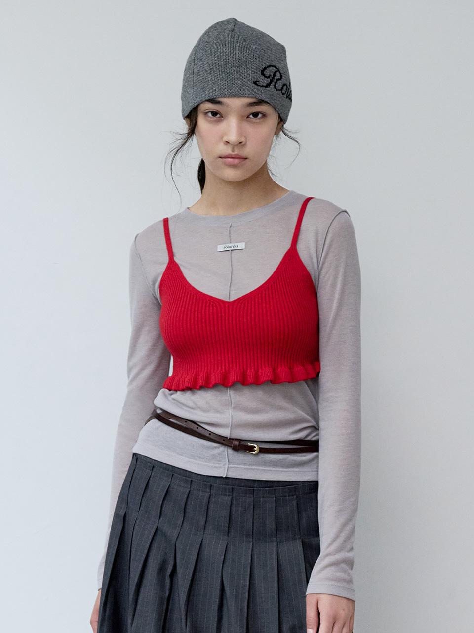 FRILL KNIT BUSTIER RED