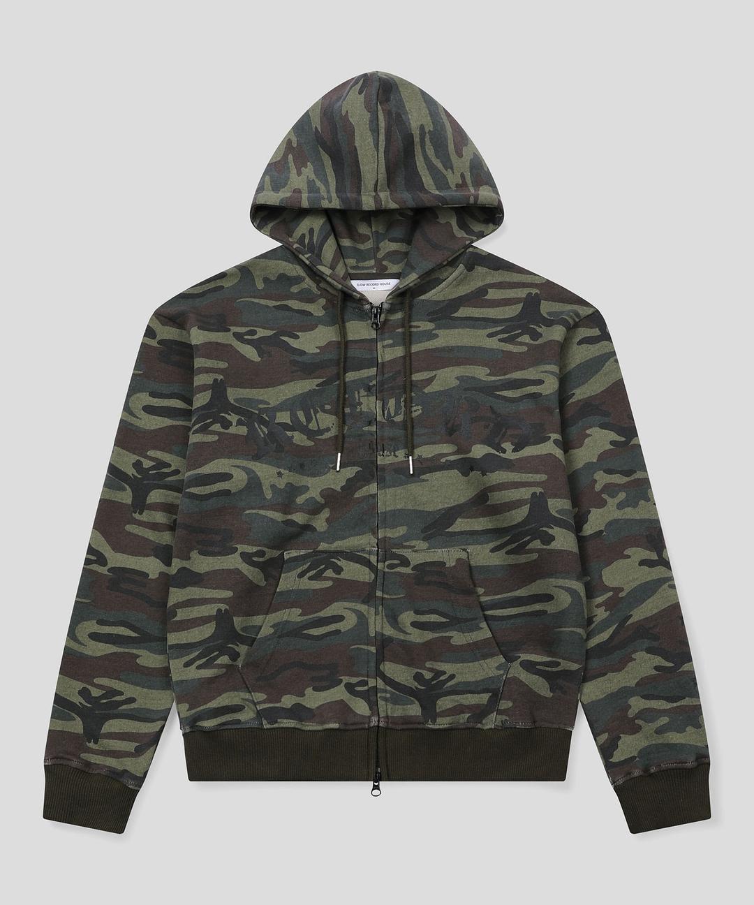 빈티지 카모 후드 집업_카키