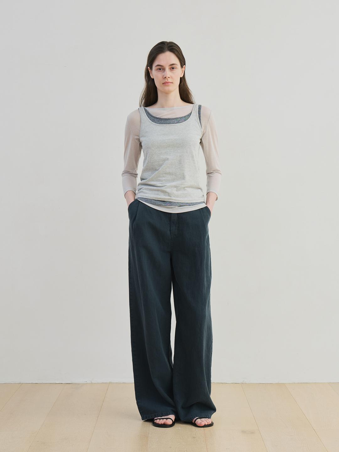 linen dyed denim (teal blue)