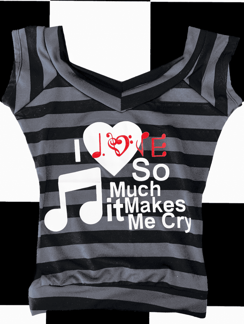 I LOVE MUSIC STRIPED BOATNECK