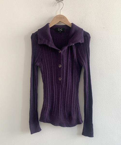 (Vintage)Collar Slim Golgi Knit