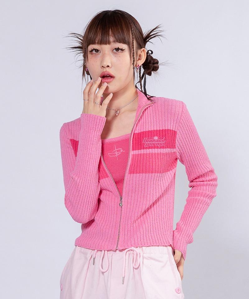 NASH KNIT ZIP-UP JUMPER _ PINK