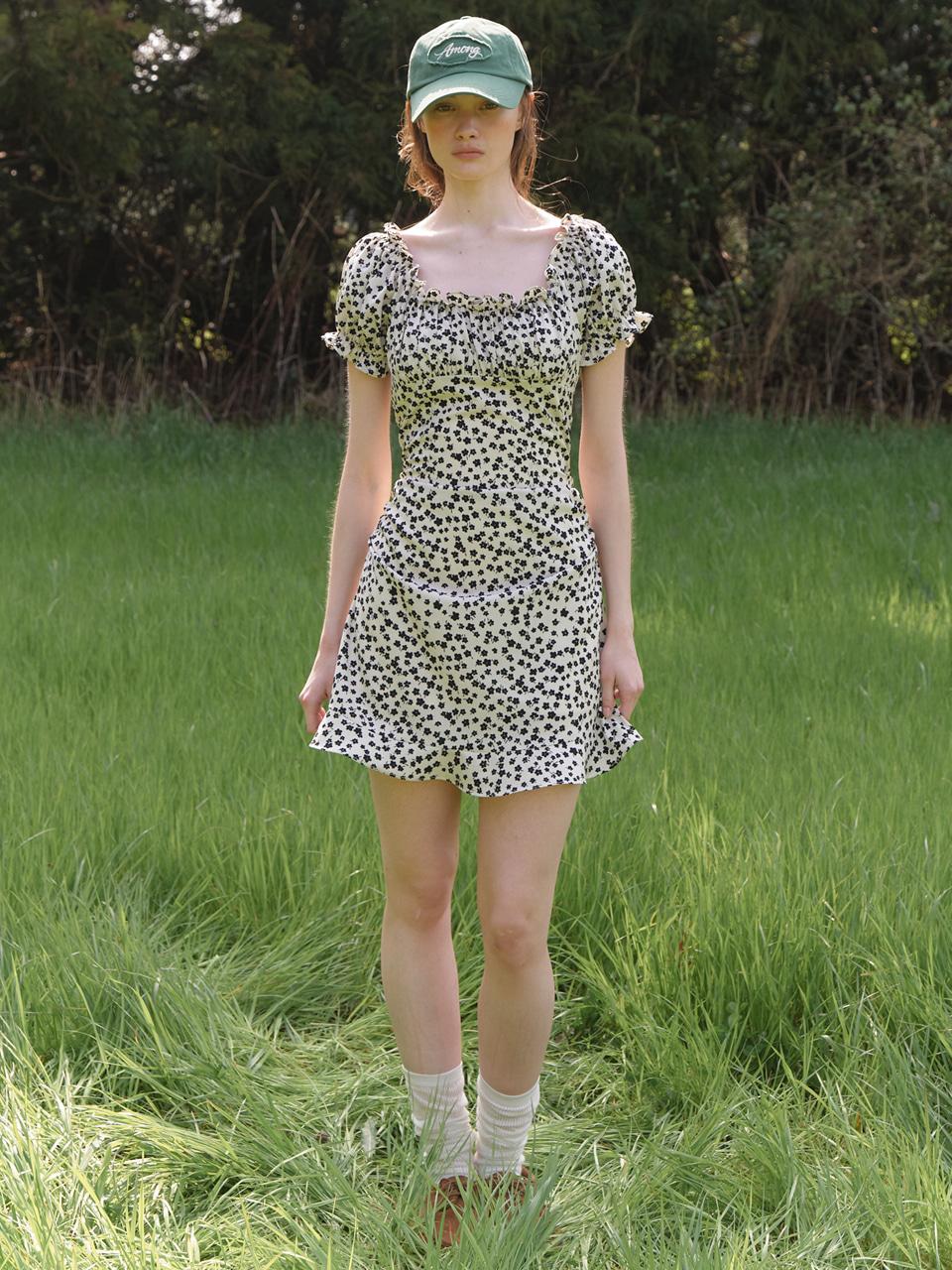 A FLOWER FRILL MINI DRESS_CREAM