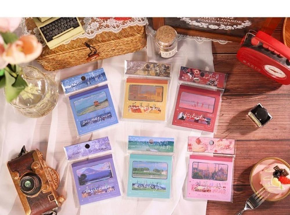 레인보우 레트로 감성 다꾸 스티커북 6종