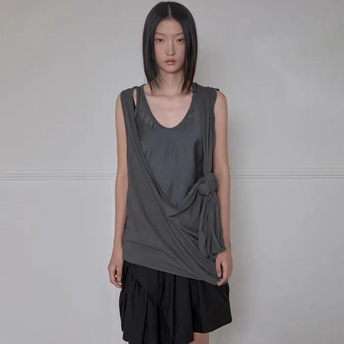 Asymmetrical Layered Sleeveless (FL-169_Charcoal)