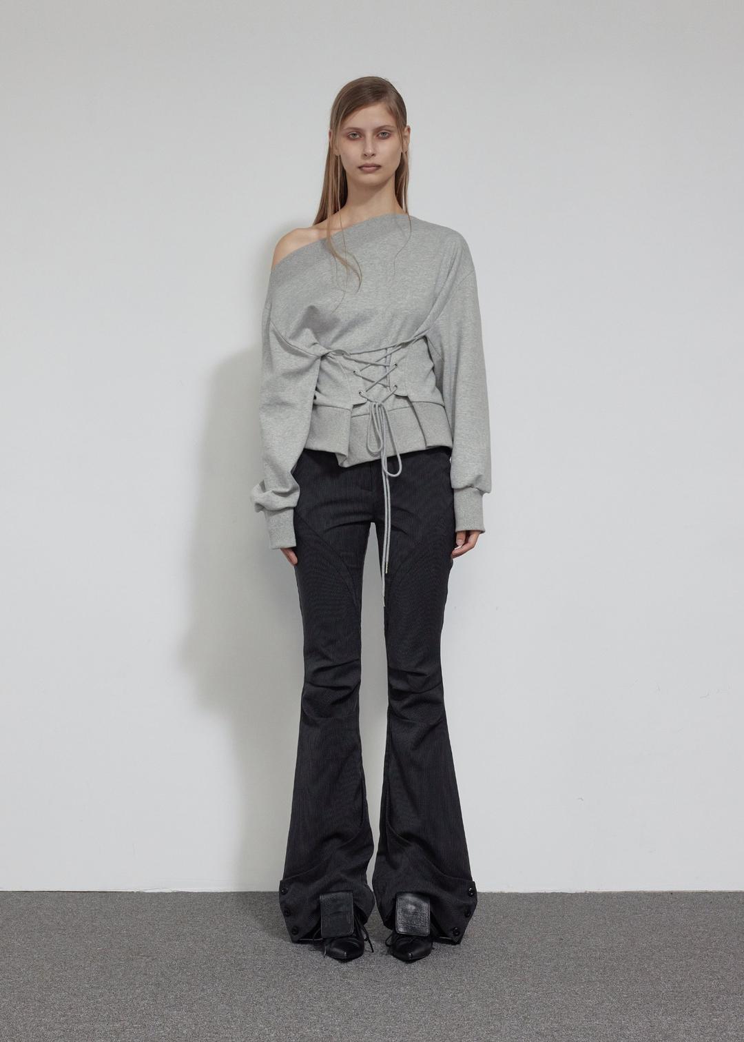 CORSET SWEATSHIRT, MELANGE GRAY