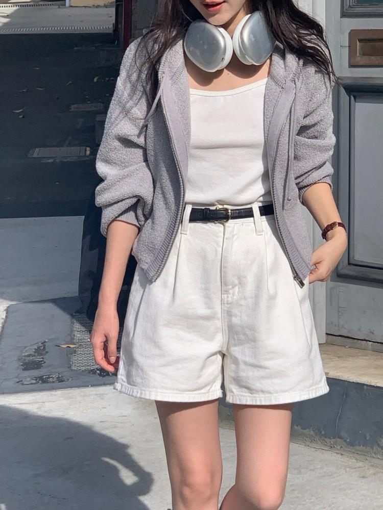 [당일/블랙ML] 베르가못 핀턱 숏 데님 팬츠 (2color)