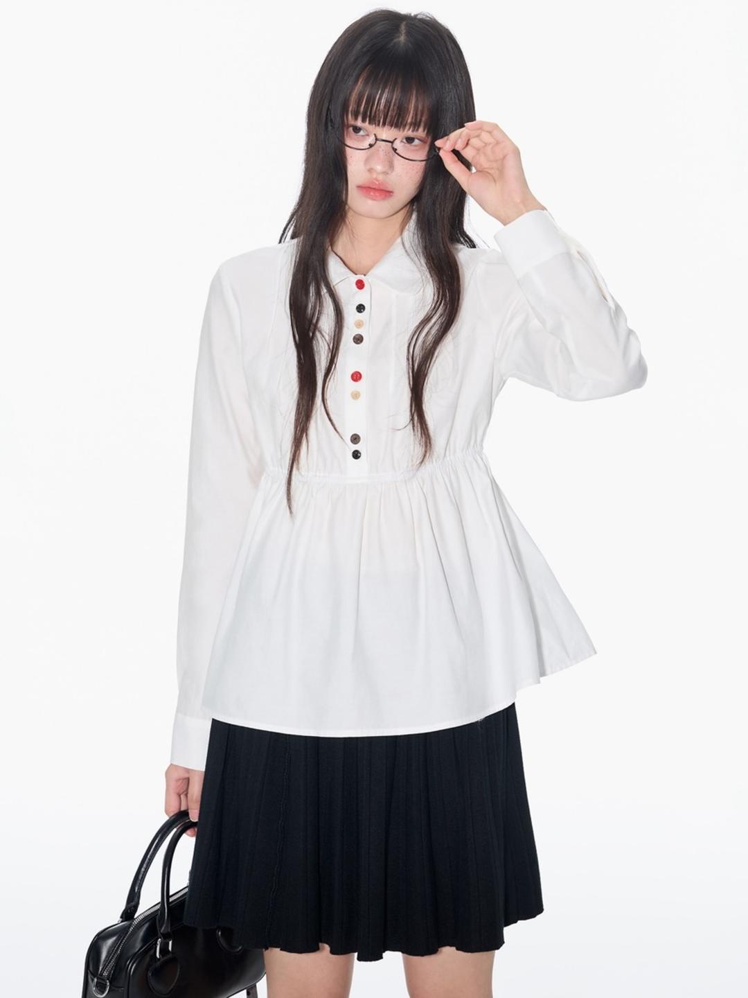 Onthereverse Colorful Button Flare Blouse