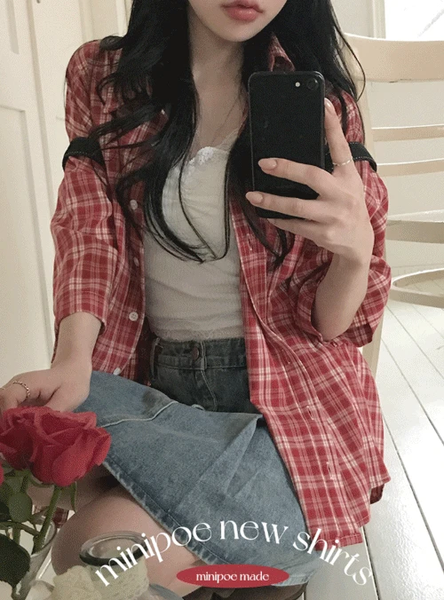 [여름 /summer🍉][MADE] 라즈베리 쿠키 하프 셔츠 (1color)