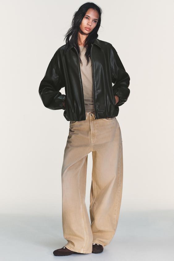 엘라스틱 페이크 레더 재킷