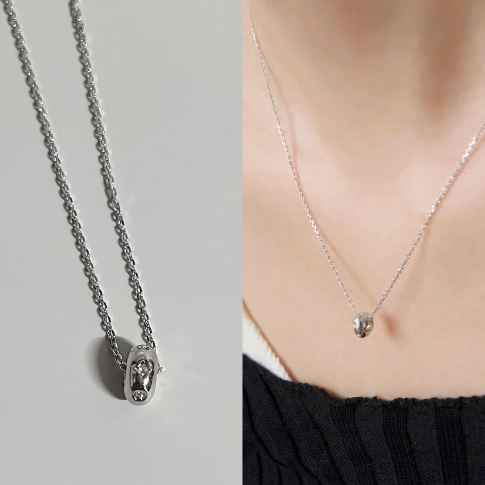 silver925 스파크 큐빅 링 목걸이