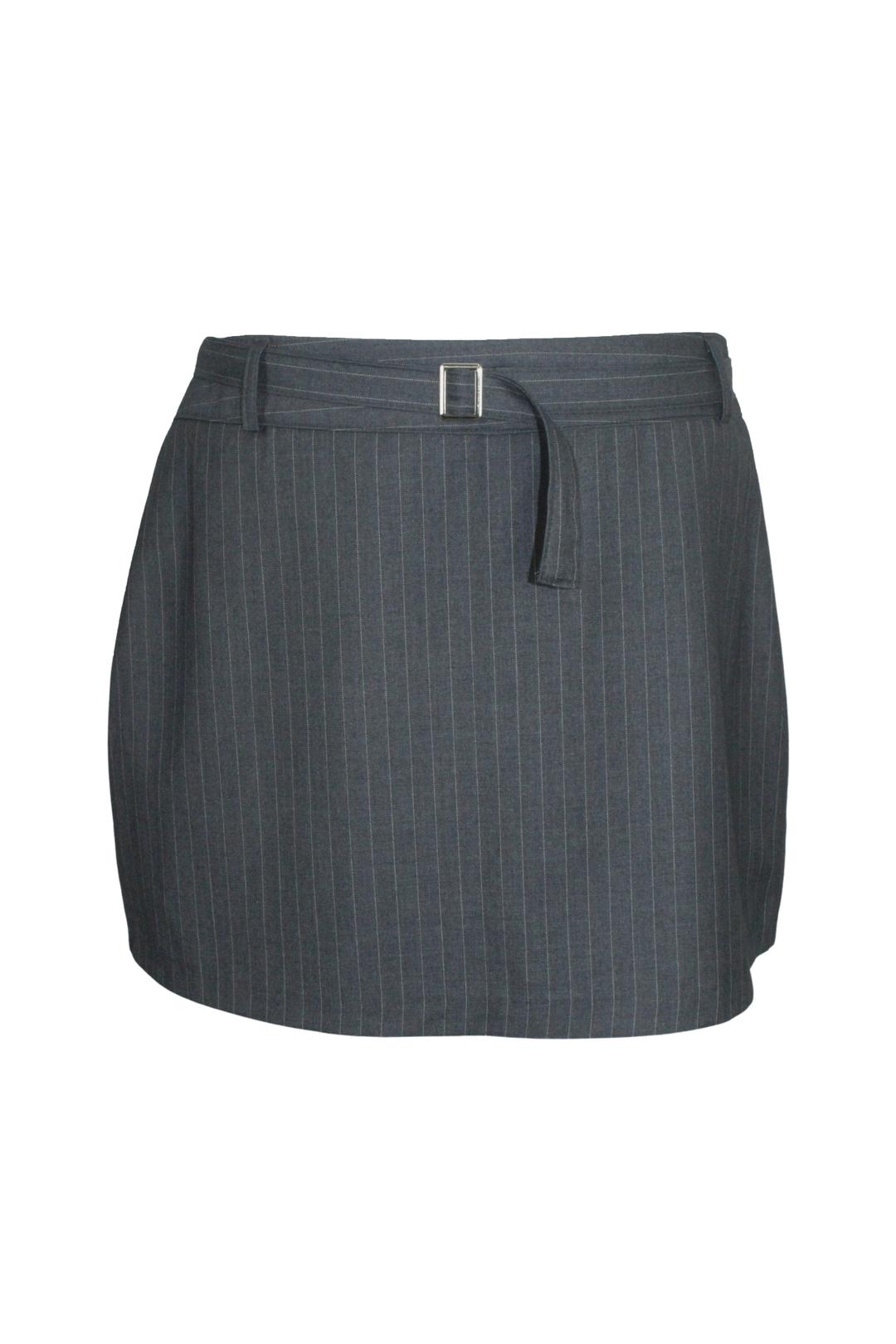하루[春] - Stripe belt skirt pants (Navy/Gray)