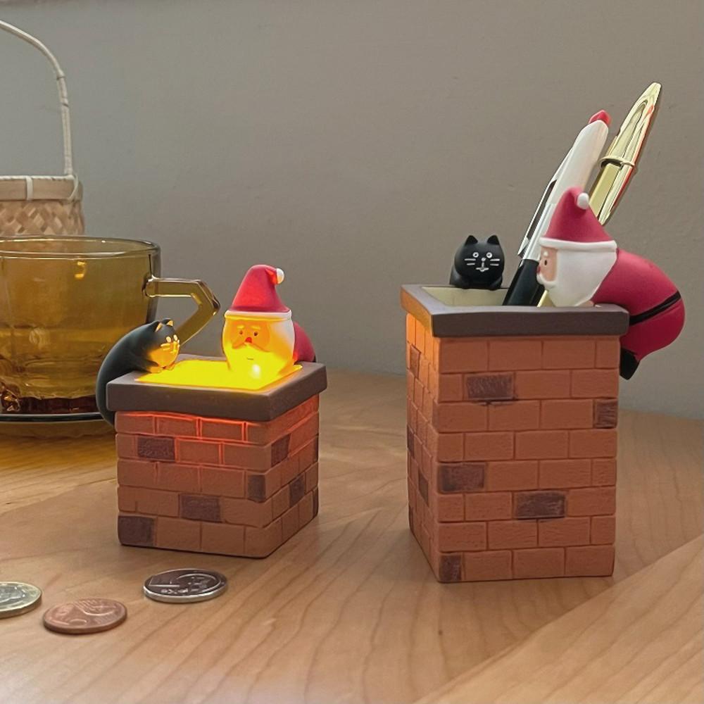 [모모피너츠] 크리스마스 굴뚝 산타 연필꽂이 보관함 성탄절 연말 소품 오브제