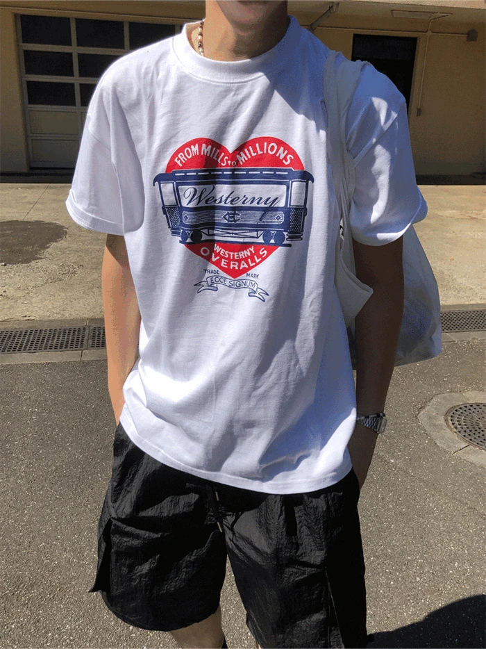 [유니섹스/구디션추천/주문폭주] WSTN heart half t-shirts