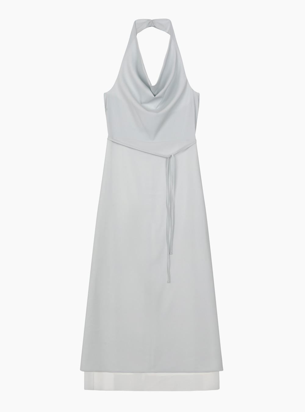 HALTER LONG DRESS (ASH BLUE)