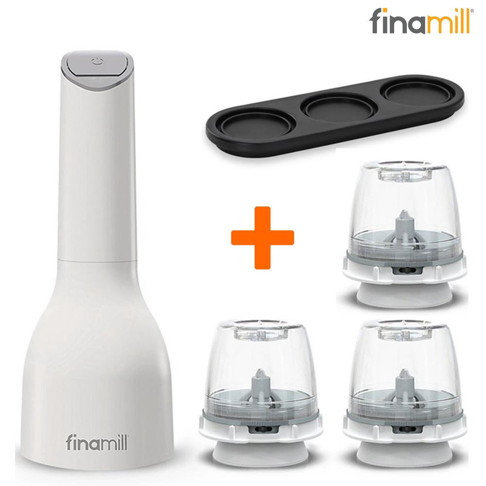 Finamill 파이나밀 전동 그라인더 주방 분쇄기 2세대 팟 트레이 포함, 화이트, 충전식 옵션3