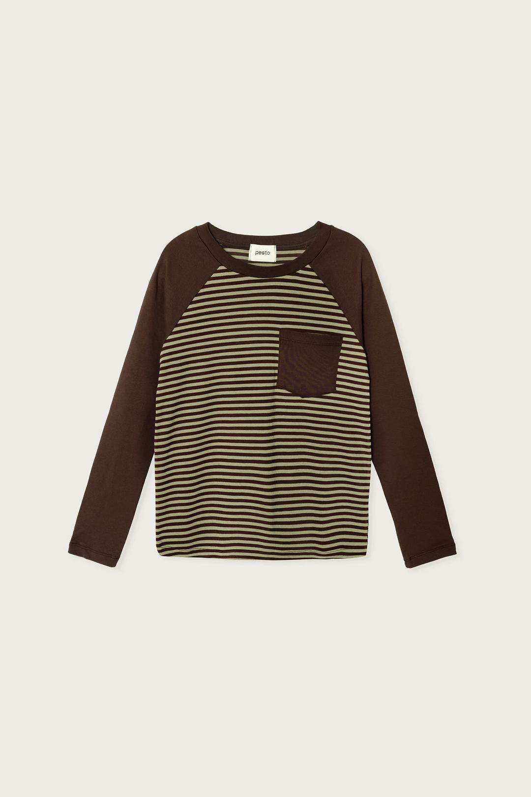 RAGLAN STRIPE TOP DARK SOIL